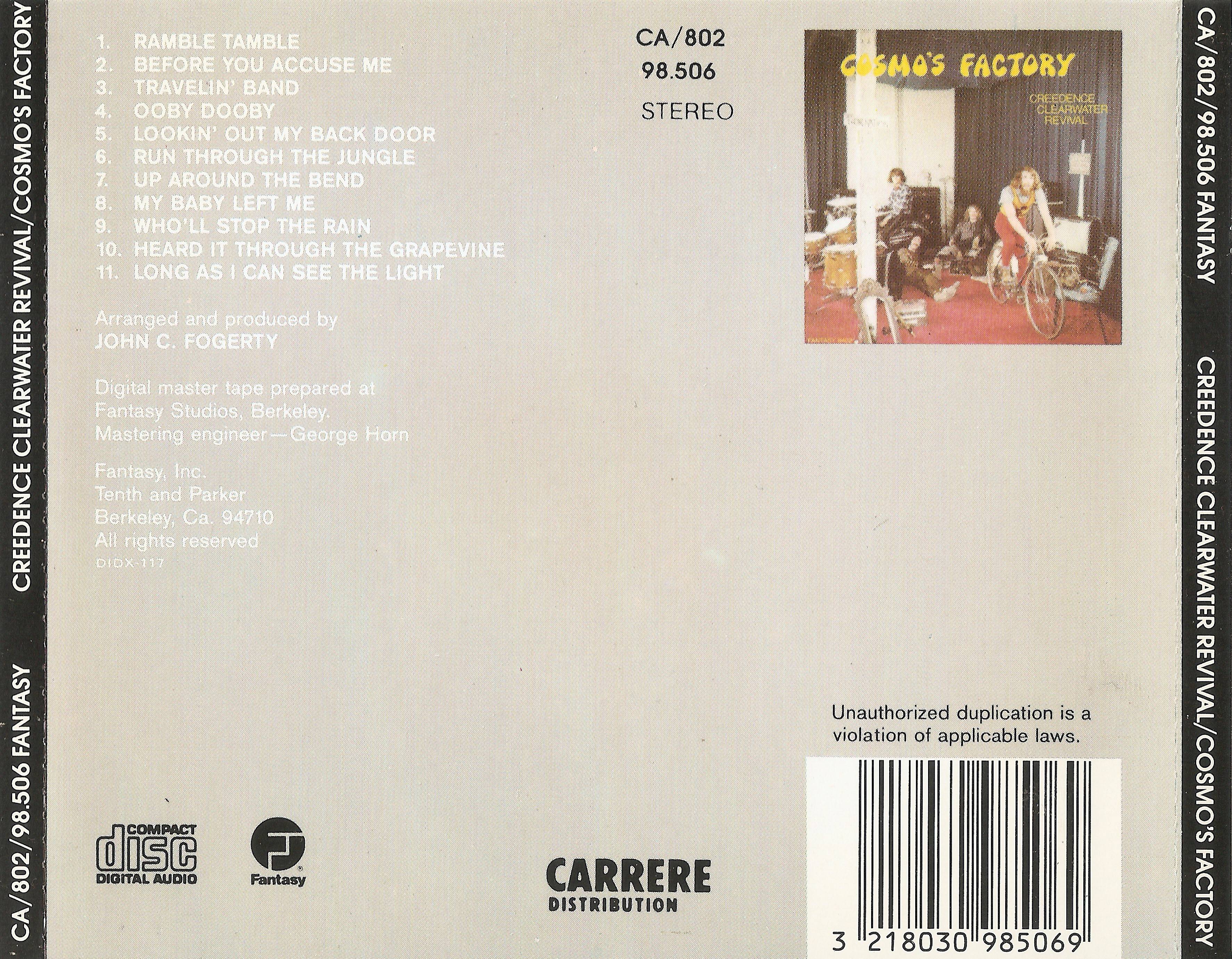 Creedence Clearwater Revival Cosmos Factory : Back FR